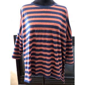 Mersea Women's Striped Catalina Cotton Slub T Espresso/Navy  One Size EUC